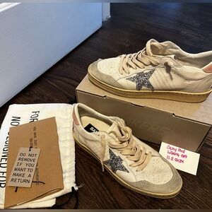 Golden Goose Ball Star LTD Glitter Star Pink Suede Heel 41